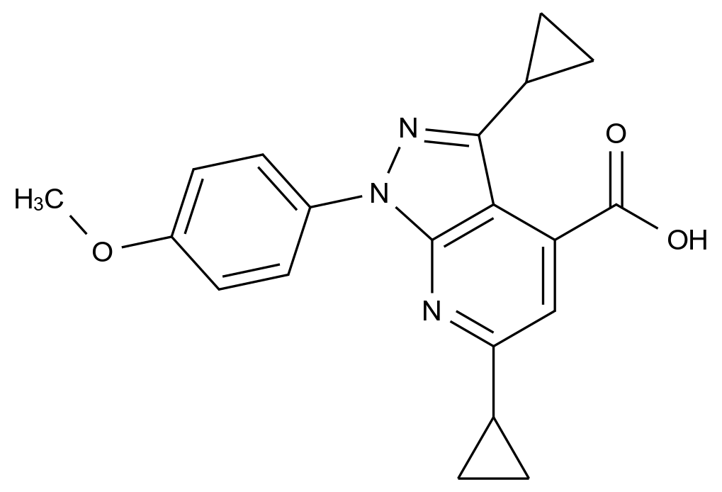 1011396-75-0_3,6-Dicyclopropyl-1-(4-methoxyphenyl)pyrazolo[3,4-b]pyridine-4-carboxylic acid标准品