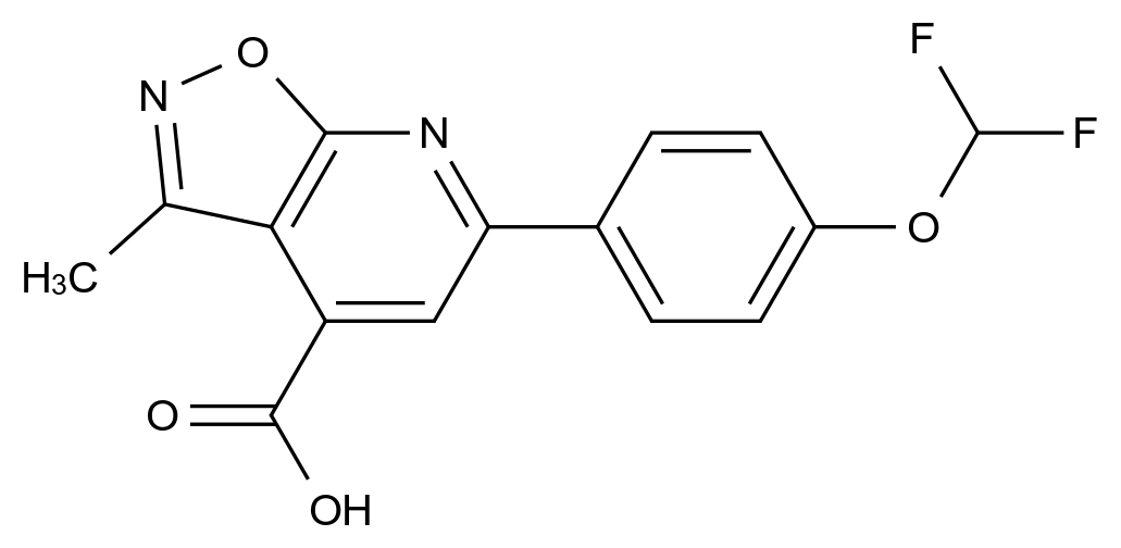 1011398-65-4_6-[4-(Difluoromethoxy)phenyl]-3-methyl-isoxazolo[5,4-b]pyridine-4-carboxylic acid标准品